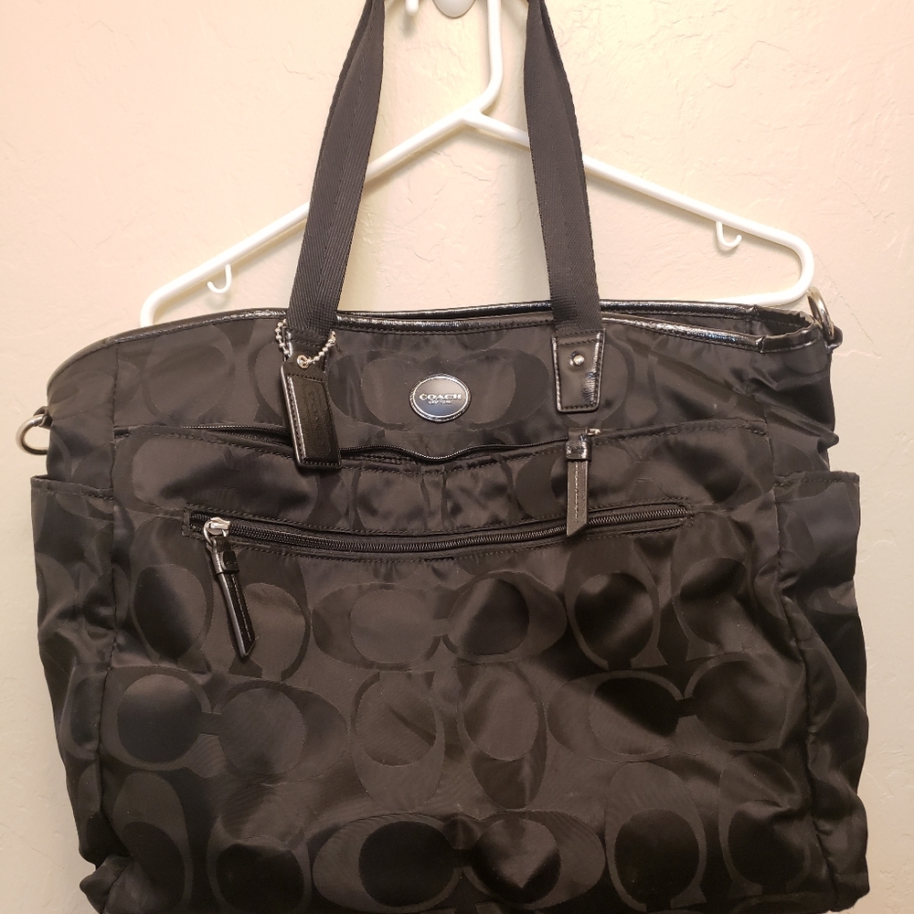 Coach black diaper bag